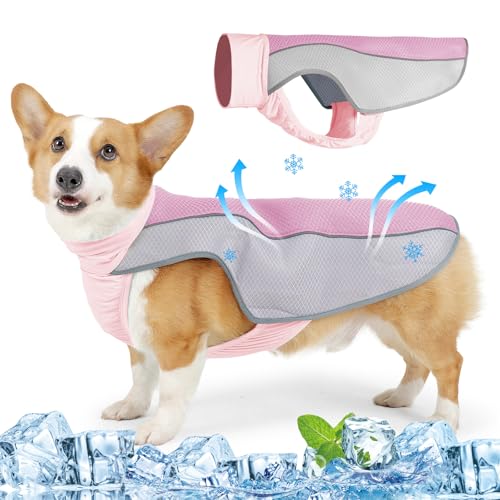 Kühlweste für Hunde, verbesserte Hundegeschirr-Kühljacke, elastisch, atmungsaktiv, leicht, coole Haustierweste für kleine, große Hunde (Rosa, XL) von Risipu