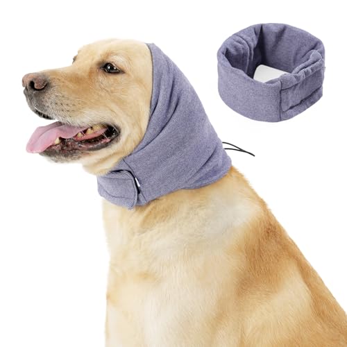 RISIPU Hunde-Kapuzenpullover, leise Ohren für Hunde, Hundeohrenschützer zur Geräuschreduzierung, Haustier-Ohrenschutz, Hals- und Ohrenwärmer, für den Winter (Lila, L) von Risipu