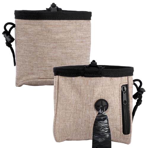 Risipu Leckerli-Tasche für Hunde mit Clip-Taillengürtel, Leckerli-Zubehör, wasserdicht, 119,4 cm, verstellbarer Bund, Hundeleckerli-Halter (braun) von Risipu