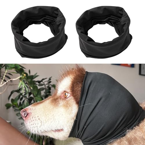 Rislobx 2 Stück Ohrenschützer für Hunde, Snoods für Hunde, Happy Hoodie für Hunde, Ohrenschutz für Lärm, Hundepflege, Hundeohrabdeckung für Angstlinderung (Schwarz, S) von Rislobx