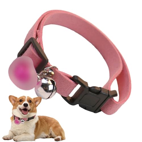 Ristyur Basic Hundehalsband, kleine Hundehalsbänder mit Plüsch-Herzanhänger, Glocke, leichtes Katzenhalsband, verstellbares Haustierzubehör für Hunde, Katzen, Welpen, Kätzchen von Ristyur