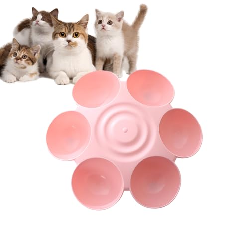 Ristyur Flower Cat Bowl - 6-Meal Kitten Food Dish | Safe, Flower Petals Design Pet Bowl for Indoor Cats - Fördert eine bessere Verdauung, für mehrere Katzen von Ristyur