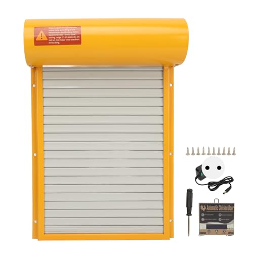 Automatisches Hühnerhaustür-Rollo für Hühner, Enten, Gänse. Anwendungsbereich: Metall-Hühnertür. Timer für Enten, Gänse, Käfige (Yellow) von Riuulity