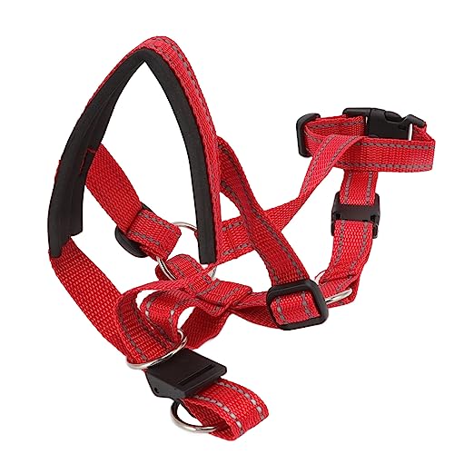 Haustierhalfter Verhindert das Ziehen von Haustieren, Hundehalsband, Hundekopfhalter mit Sicherheitsgurt für Outdoor-Spaziergänge, Halsbänder (Rot) von Riuulity