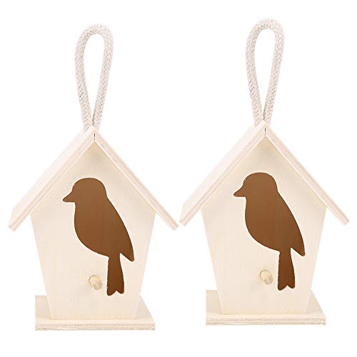 Riuulity Vogelhaus, Vogelkäfig, 2 Stück, Zum Aufhängen Im Freien, Hölzernes Vogelhaus, Vogelnistkasten, Basteldekoration, Gartendekoration Zum Aufhängen Im Freien, Bemalbares Vogelhaus für von Riuulity