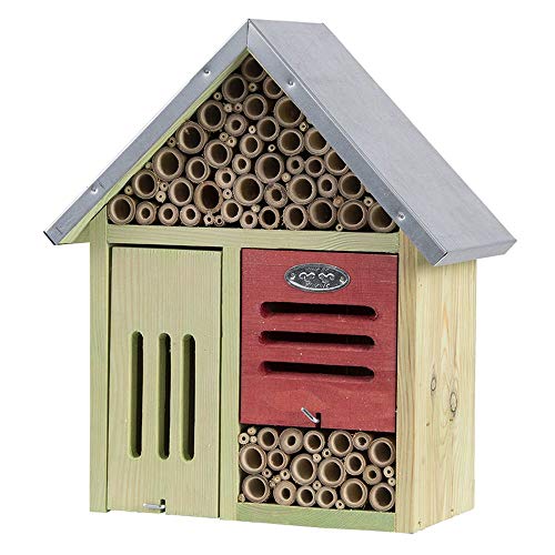 Rivanto® Insektenhotel mit Metalldach, Größe L, 14 x 28,5 x H 33 cm, FSC-Kiefernholz, Insekten Haus von Rivanto