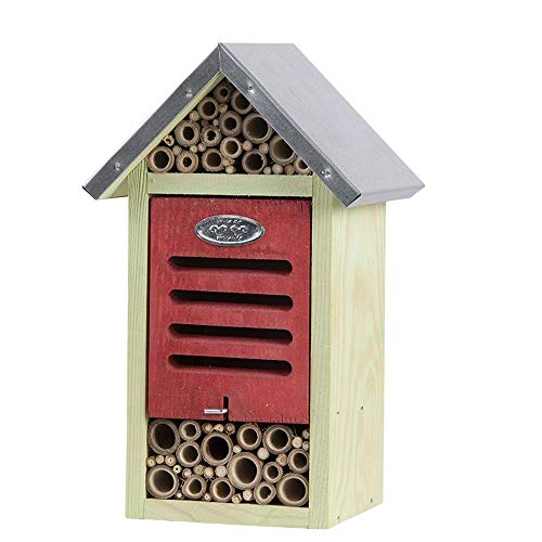 Rivanto® Insektenhotel mit Metalldach, Größe M, 14 x 18 x H 29,5 cm, FSC-Kiefernholz, Insekten Haus von Rivanto