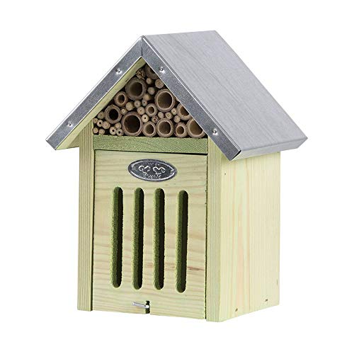 Rivanto® Insektenhotel mit Metalldach, Größe S, 14 x 18 x H 23 cm, FSC-Kiefernholz, Insekten Haus von Rivanto