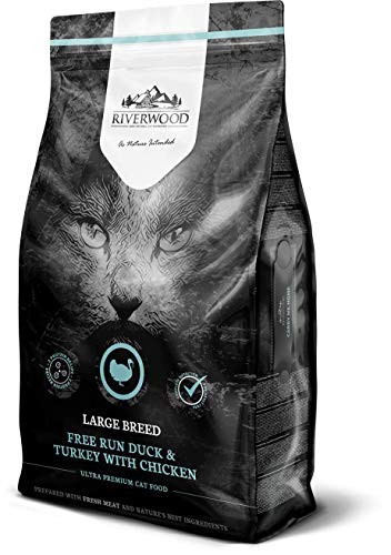 Riverwood Large Breed Katzenfutter | Ente & Truthahn mit Huhn | Ultra Premium Getreidefreies Trockenfutter | Hoher Fleischanteil | für Erwachsene Katzen großer Rassen von Riverwood