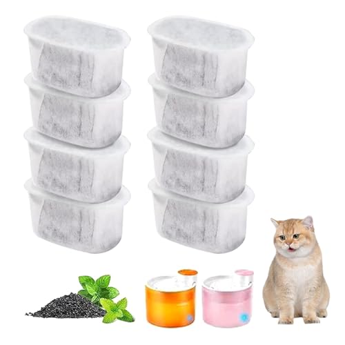 8 Stück Filter-Set für Katzen, 2L katzenbrunnen, Katzenbrunnen Filter für W300 W500 Wasserspender für Katze und Hunde Trinkbrunnen Filter von Rixotix