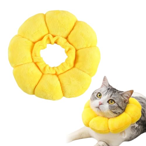 Halskrause Katze, Weich Halskrausen für Katzen, Einstellbarer Katzenkragen, Halsband für Katzen Kleiner Hunde Nach Operation, Weich Sonnenblume Katze Wiederherstellung Halsband Kragen Cone, M von Rixotix