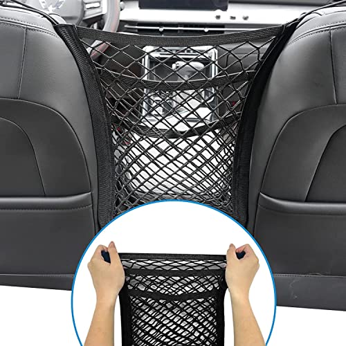 Rixotix 3-stufiger Hundegitter Elastisch Auto Schutznetz, Auto-Netz Organizer, Sitzlehne Netztasche, Universal Hund Autoschutzgitter Doppelschicht Aufbewahrungsnetz für Kleine Mittlere Große Hunde von Rixotix