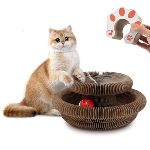 Kratzbretter Katze, Kratzpappe für Katzen, Kratzmatte Katzen, kratzmöbel für Katzen, mit Spielzeug Glocke Ball, Katzenspielzeug Pappe Ring, Wellpappenpapier Interaktives Kratzspielzeug für Katzen von Rkllejs