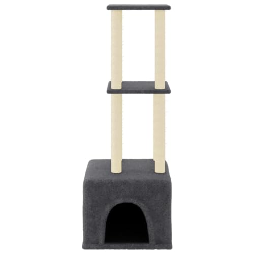 Rlxzsn Katzen-Kratzbaum Katzenspielzentrum Säulen mit Natürlichem Sisal Umwickelt Katzenmöbel Katzenturm Katzenhaus Indoor Tätigkeitsbereich für Haustiere Dunkelgrau 47,5x47,5x133,5 cm von Rlxzsn