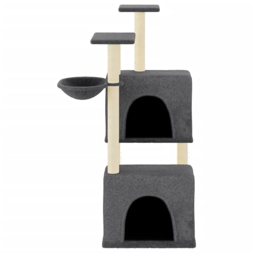 Rlxzsn Katzen-Kratzbaum Katzenspielzentrum Säulen mit Natürlichem Sisal Umwickelt Katzenmöbel Mehrstufige Katzenturm Katzenhaus Indoor Tätigkeitsbereich für Haustiere Dunkelgrau 73,5x69x122 cm von Rlxzsn