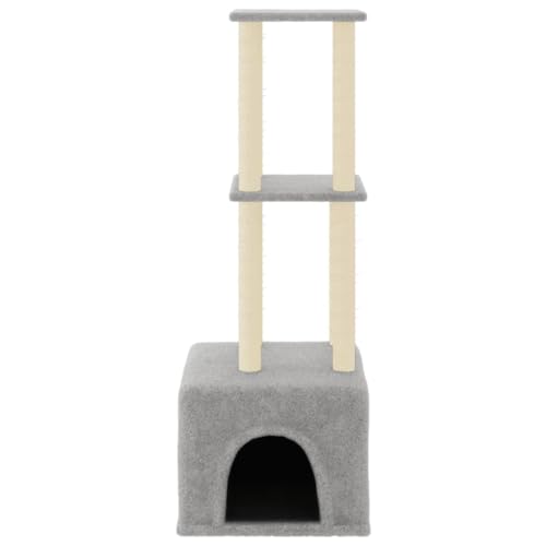 Rlxzsn Katzen-Kratzbaum Katzenspielzentrum Säulen mit Natürlichem Sisal Umwickelt Katzenmöbel Mehrstufige Katzenturm Katzenhaus Indoor Tätigkeitsbereich für Haustiere Hellgrau 47,5x47,5x133,5 cm von Rlxzsn