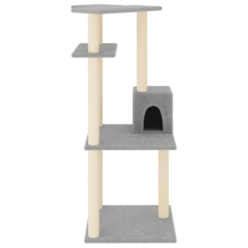 Rlxzsn Katzen-Kratzbaum Katzenspielzentrum Säulen mit Natürlichem Sisal Umwickelt Katzenmöbel Mehrstufige Katzenturm Katzenhaus Indoor Tätigkeitsbereich für Haustiere Hellgrau 55x47,5x123 cm von Rlxzsn