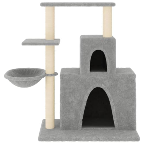 Rlxzsn Katzen-Kratzbaum Katzenspielzentrum Säulen mit Natürlichem Sisal Umwickelt Katzenmöbel Mehrstufige Katzenturm Katzenhaus Indoor Tätigkeitsbereich für Haustiere Hellgrau 61x35x83 cm von Rlxzsn