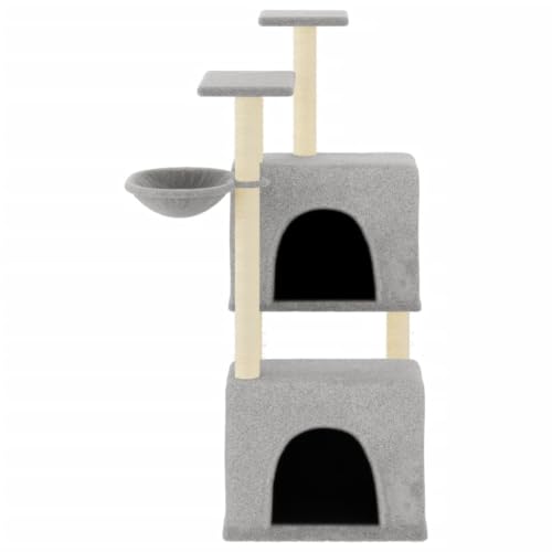 Rlxzsn Katzen-Kratzbaum Katzenspielzentrum Säulen mit Natürlichem Sisal Umwickelt Katzenmöbel Mehrstufige Katzenturm Katzenhaus Indoor Tätigkeitsbereich für Haustiere Hellgrau 73,5x69x122 cm von Rlxzsn