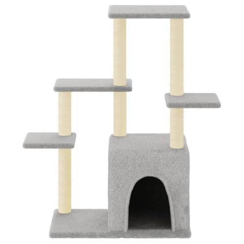 Rlxzsn Katzen-Kratzbaum Katzenspielzentrum Säulen mit Natürlichem Sisal Umwickelt Katzenmöbel Mehrstufige Katzenturm Katzenhaus Indoor Tätigkeitsbereich für Haustiere Hellgrau 86x54x97,5 cm von Rlxzsn