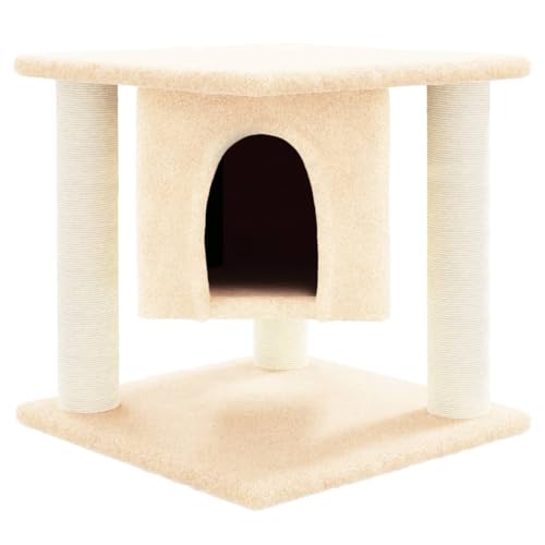 Rlxzsn Katzen-Kratzbaum Katzenspielzentrum Säulen mit Natürlichem Sisal Umwickelt Mehrstufige Katzenturm Katzenhaus Katzenmöbel Indoor Tätigkeitsbereich für Haustiere Creme 35x35x37 cm von Rlxzsn