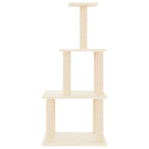 Rlxzsn Katzen-Kratzbaum Katzenspielzentrum Säulen mit Natürlichem Sisal Umwickelt Mehrstufige Katzenturm Katzenhaus Katzenmöbel Indoor Tätigkeitsbereich für Haustiere Creme 47,5x47,5x111 cm von Rlxzsn