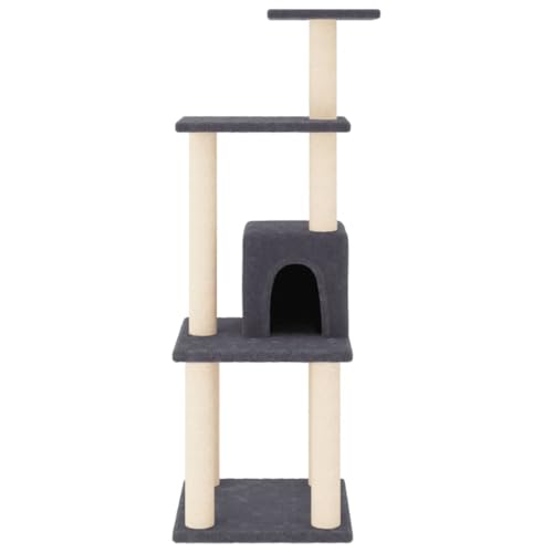 Rlxzsn Katzen-Kratzbaum Katzenspielzentrum Säulen mit Natürlichem Sisal Umwickelt Mehrstufige Katzenturm Katzenhaus Katzenmöbel Indoor Tätigkeitsbereich für Haustiere Dunkelgrau 35x35x105 cm von Rlxzsn