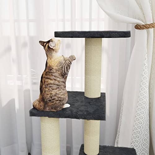 Rlxzsn Katzen-Kratzbaum Katzenspielzentrum Säulen mit Natürlichem Sisal Umwickelt Mehrstufige Katzenturm Katzenhaus Katzenmöbel Indoor Tätigkeitsbereich für Haustiere Dunkelgrau 35x54x92 cm von Rlxzsn