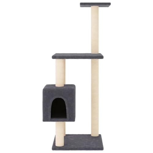 Rlxzsn Katzen-Kratzbaum Katzenspielzentrum Säulen mit Natürlichem Sisal Umwickelt Mehrstufige Katzenturm Katzenhaus Katzenmöbel Indoor Tätigkeitsbereich für Haustiere Dunkelgrau 42x42x104 cm von Rlxzsn