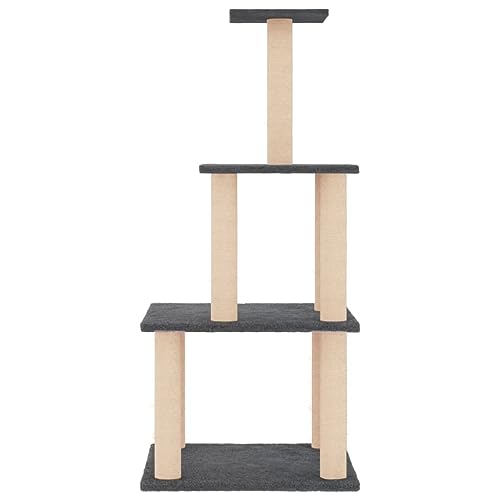 Rlxzsn Katzen-Kratzbaum Katzenspielzentrum Säulen mit Natürlichem Sisal Umwickelt Mehrstufige Katzenturm Katzenhaus Katzenmöbel Indoor Tätigkeitsbereich für Haustiere Dunkelgrau 47,5x47,5x111 cm von Rlxzsn