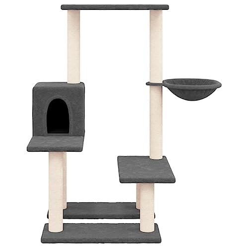 Rlxzsn Katzen-Kratzbaum Katzenspielzentrum Säulen mit Natürlichem Sisal Umwickelt Mehrstufige Katzenturm Katzenhaus Katzenmöbel Indoor Tätigkeitsbereich für Haustiere Dunkelgrau 47,5x60x94,5 cm von Rlxzsn