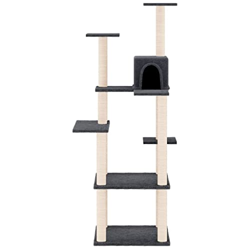 Rlxzsn Katzen-Kratzbaum Katzenspielzentrum Säulen mit Natürlichem Sisal Umwickelt Mehrstufige Katzenturm Katzenhaus Katzenmöbel Indoor Tätigkeitsbereich für Haustiere Dunkelgrau 47x47x153 cm von Rlxzsn