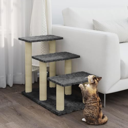 Rlxzsn Katzen-Kratzbaum Katzenspielzentrum Säulen mit Natürlichem Sisal Umwickelt Mehrstufige Katzenturm Katzenhaus Katzenmöbel Indoor Tätigkeitsbereich für Haustiere Dunkelgrau 74x35x50,5 cm von Rlxzsn