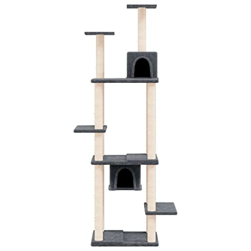 Rlxzsn Katzen-Kratzbaum Katzenspielzentrum Säulen mit Natürlichem Sisal Umwickelt Mehrstufige Katzenturm Katzenhaus Katzenmöbel Indoor Tätigkeitsbereich für Haustiere Dunkelgrau 78x52x176 cm von Rlxzsn