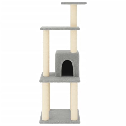 Rlxzsn Katzen-Kratzbaum Katzenspielzentrum Säulen mit Natürlichem Sisal Umwickelt Mehrstufige Katzenturm Katzenhaus Katzenmöbel Indoor Tätigkeitsbereich für Haustiere Hellgrau 35x35x105 cm von Rlxzsn