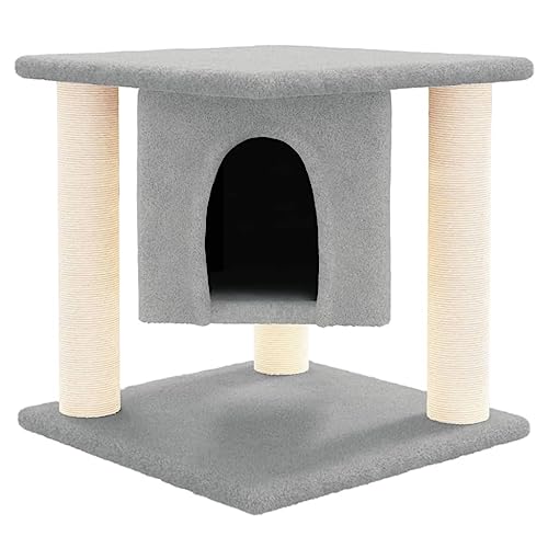 Rlxzsn Katzen-Kratzbaum Katzenspielzentrum Säulen mit Natürlichem Sisal Umwickelt Mehrstufige Katzenturm Katzenhaus Katzenmöbel Indoor Tätigkeitsbereich für Haustiere Hellgrau 35x35x37 cm von Rlxzsn