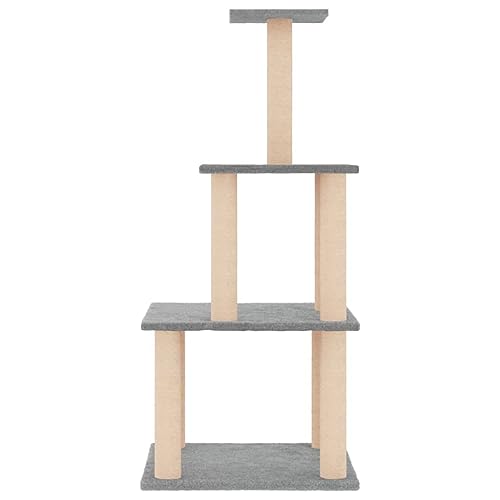 Rlxzsn Katzen-Kratzbaum Katzenspielzentrum Säulen mit Natürlichem Sisal Umwickelt Mehrstufige Katzenturm Katzenhaus Katzenmöbel Indoor Tätigkeitsbereich für Haustiere Hellgrau 47,5x47,5x111 cm von Rlxzsn