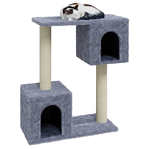 Rlxzsn Katzen-Kratzbaum Katzenspielzentrum Säulen mit Natürlichem Sisal Umwickelt Mehrstufige Katzenturm Katzenhaus Katzenmöbel Indoor Tätigkeitsbereich für Haustiere Hellgrau 55x22x60 cm von Rlxzsn