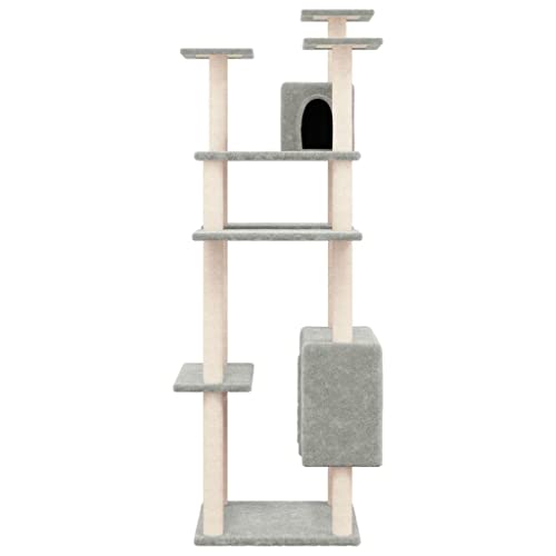 Rlxzsn Katzen-Kratzbaum Katzenspielzentrum Säulen mit Natürlichem Sisal Umwickelt Mehrstufige Katzenturm Katzenhaus Katzenmöbel Indoor Tätigkeitsbereich für Haustiere Hellgrau 60x73x162 cm von Rlxzsn