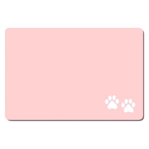 Rnivvi Hundefuttermatte, 40,6 x 61 cm, Hundematte für Futter und Wasser, saugfähige Katzennapf-Matte schützt Böden, niedliche Katzenfuttermatte zum Füttern und Gießen, Haustier-Futtermatte, rosa von Rnivvi