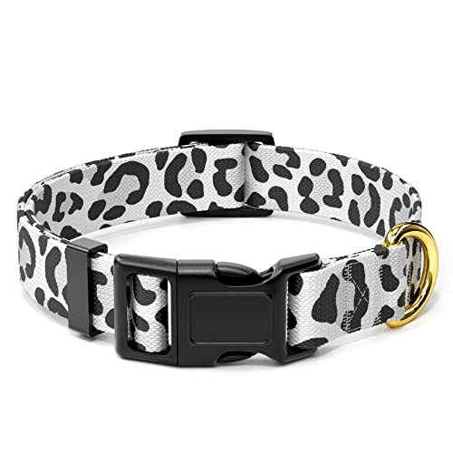 Rnivvi Hundehalsband, personalisierbar, verstellbar, für große Hunde, niedliches Leoparden-Welpenhalsband für Jungen und Mädchen, weiche, Laufen, Weiß von Rnivvi