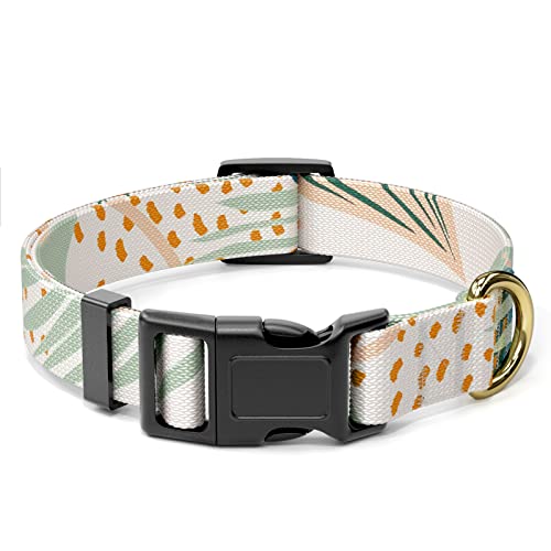 Rnivvi Hundehalsband, personalisierbar, verstellbar, für mittelgroße Hunde, niedliches Boho-Welpenhalsband für Jungen und Mädchen, Laufen, tropische Blätter von Rnivvi