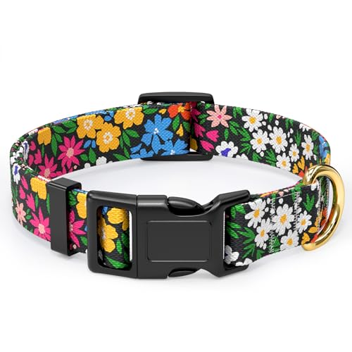 Rnivvi Hundehalsband für kleine Hunde, niedliches Blumenmuster, strapazierfähig, verstellbar, mit Schnellverschluss-Schnalle für Mädchen und Frauen, Haustierzubehör zum Spazierengehen, Laufen, XS von Rnivvi