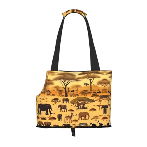 Afrikanische Grasland-Tiere, tragbare Haustier-Umhängetasche, idealer Begleiter für Haustiere auf Reisen, Tragfähigkeit 10 kg, Sichtöffnung, Design mit Kragenhaken von RoMuKa