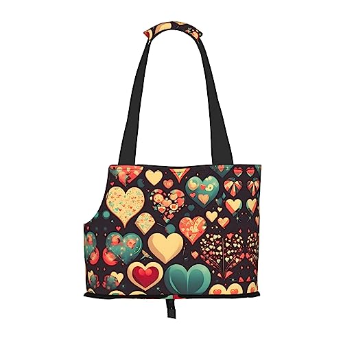 Heart Crush Flower tragbare Haustier-Schultertasche idealer Begleiter für Haustiere auf Reisen, Tragfähigkeit 10 kg, Sichtöffnung, Design mit Kragenhaken von RoMuKa