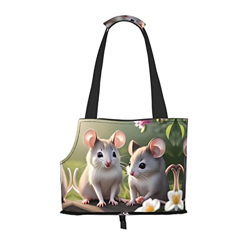 Mouse In Love tragbare Haustier-Umhängetasche, idealer Begleiter für Haustiere auf Reisen, Tragfähigkeit 10 kg, Sichtöffnung, Design mit Kragenhaken von RoMuKa
