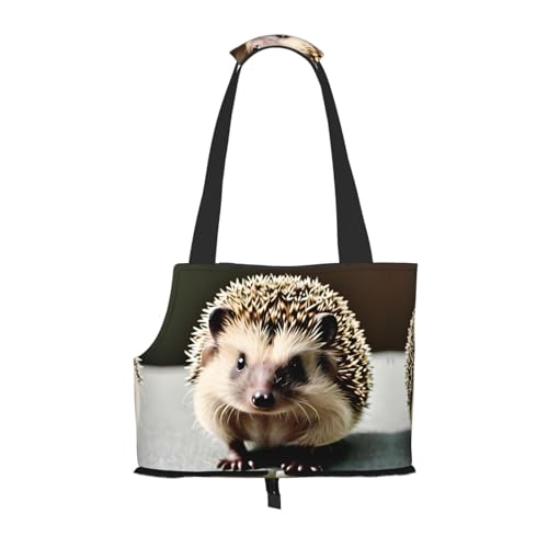 Niedlicher Igel tragbare Haustier-Schultertasche, idealer Begleiter für Haustiere auf Reisen, Tragfähigkeit 10 kg, Sichtöffnung, Design mit Kragenhaken von RoMuKa