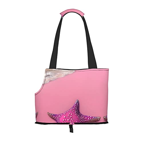 Pink Sand Beach Tragbare Haustier Schultertasche Idealer Begleiter Für Haustiere Auf Reisen Tragfähigkeit 10kg Sichtöffnung Design Mit Kragen Haken von RoMuKa