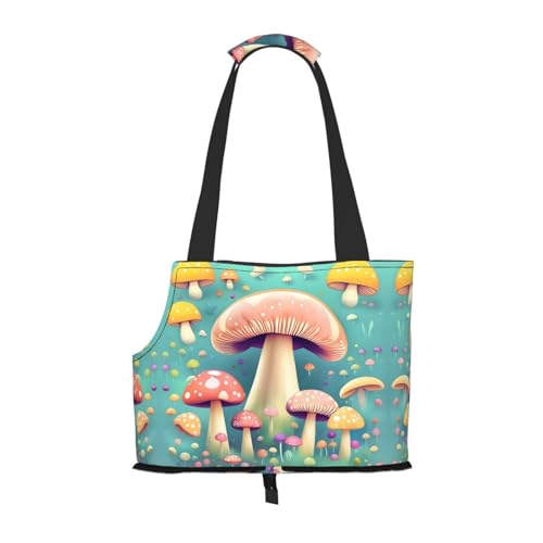 Pretty Little Mushrooms tragbare Haustier-Umhängetasche, idealer Begleiter für Haustiere auf Reisen, Tragfähigkeit 10 kg, Sichtöffnung, Design mit Kragenhaken von RoMuKa