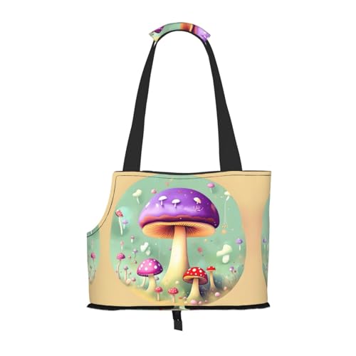 Purple Dream Schultertasche Pilz, tragbar, ideal für Haustiere auf Reisen, Tragfähigkeit 10 kg, Sichtöffnung, Design mit Kragenhaken von RoMuKa